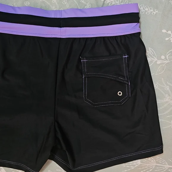 Free Country Black and Lavender Swim Shorts - Picture 7 of 13